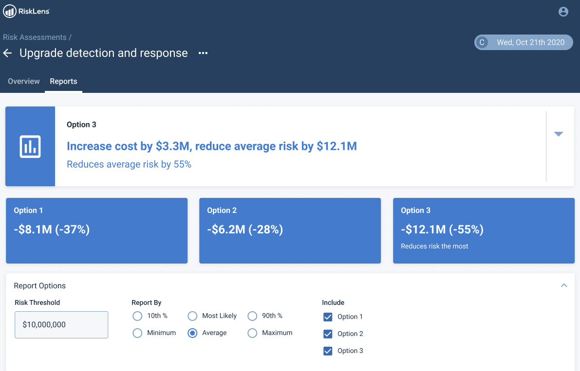 RiskLens Platform - Compare Controls ROI