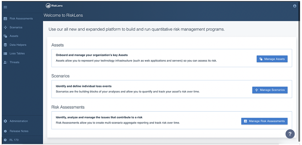 RiskLens-Platform-Welcome-Screen
